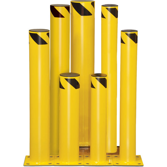 Save-ty Yellow steel safety bollards, 4.5 to 6.5 in. O.D.