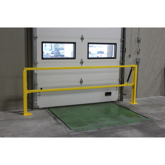 Save-ty Yellow lift gate closed across a dock door