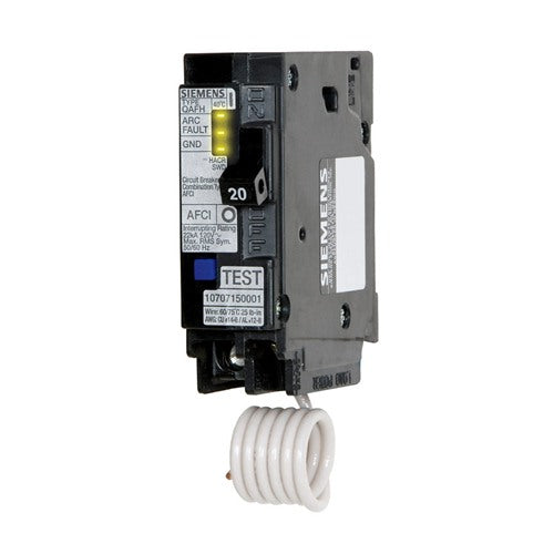 Siemens 20 amps Arc Fault Single Pole Circuit Breaker