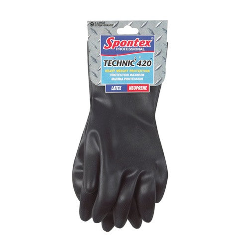 Spontex Technic 420 Latex/Neoprene Cleaning Gloves XL Black 1 pk