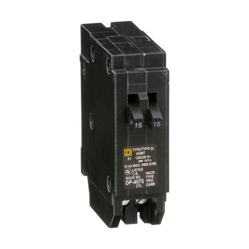 Square D HomeLine 15/15 amps Tandem Single Pole Circuit Breaker