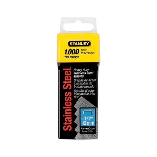 STANLEY T50 27/64 in. W X 1/2 in. L 23 Ga. Narrow Crown Heavy Duty Staples 1000 pk