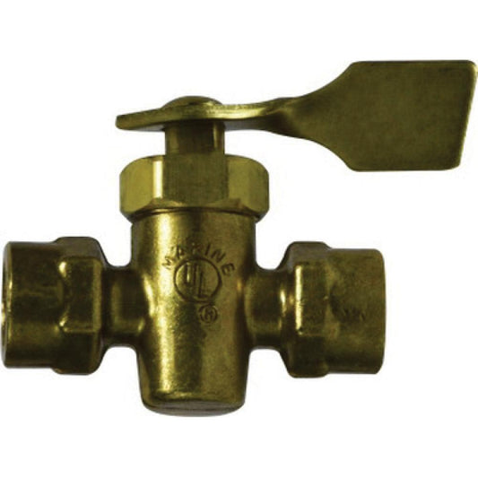 Female X Female Solid Bottom Fuel Valve — Brass Fittings