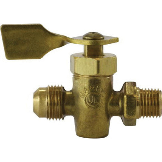 Male Pipe X Flare Solid Bottom Fuel Valve — Brass Fittings