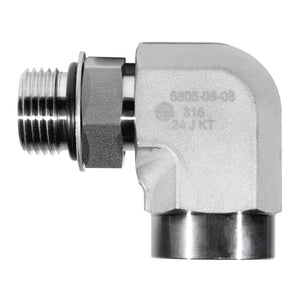 Male SAE O-Ring Boss to Female NPT Elbow — SS6805 Series, 316 Stainless Steel