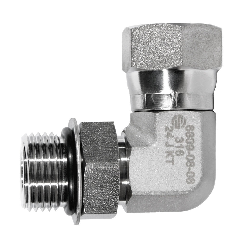 Male SAE O-Ring Boss to Female JIC 37° Swivel Elbow