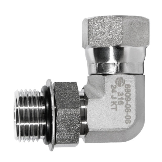 Male SAE O-Ring Boss to Female JIC 37° Swivel Elbow