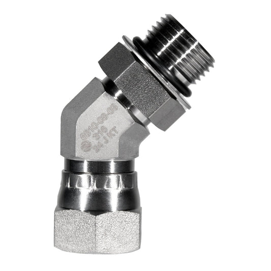 Male SAE O-Ring Boss to Female JIC 37° Swivel 45-deg Elbow