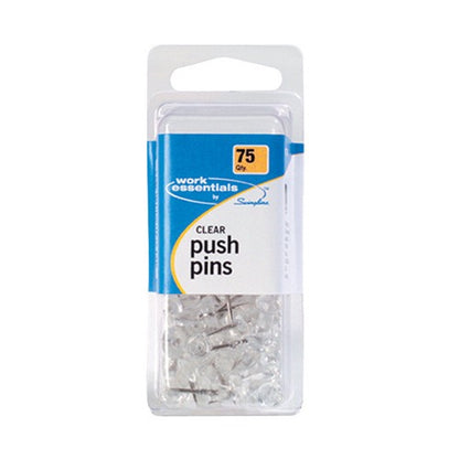 Swingline Work Essentials Clear Push Pins 75 pk