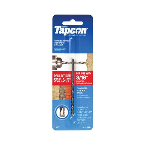 Tapcon 5/32 in. X 3-1/2 in. L Carbide Tipped Masonry Drill Bit Straight Shank 1 pk