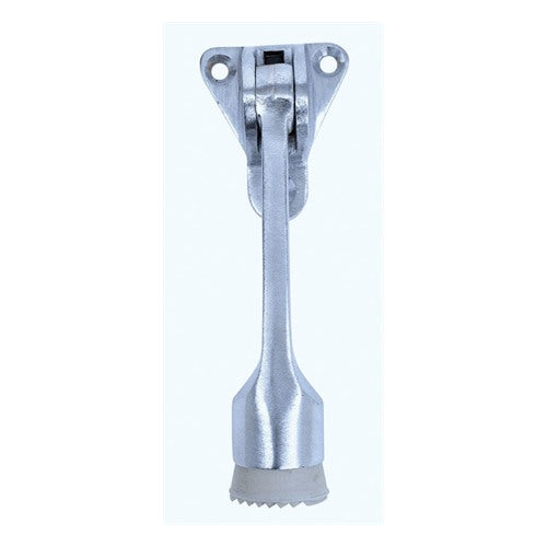 Tell 1 in. L Aluminum Satin Chrome Silver Kick-Down Door Holder Mounts to door