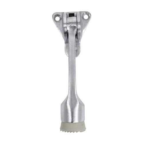 Tell 1 in. W Solid Brass Satin Chrome Silver Kick-Down Door Holder Mounts to door