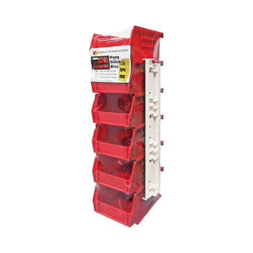Quantum QUS210 Tool Storage Bin, Red, 5-3/8 x 4-3/4 x 3 in., Polypropylene, 6 Pack