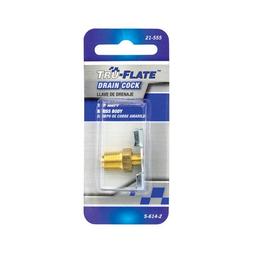 Tru-Flate Brass/Steel Drain Cock 1/8 in. Male 1 pc