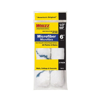 Whizz Microfiber 6 in. W X 1/2 in. Mini Paint Roller Cover 2 pk