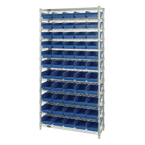 Quantum Chrome Wire Shelving Units with Shelf Bins (WR12 Series)