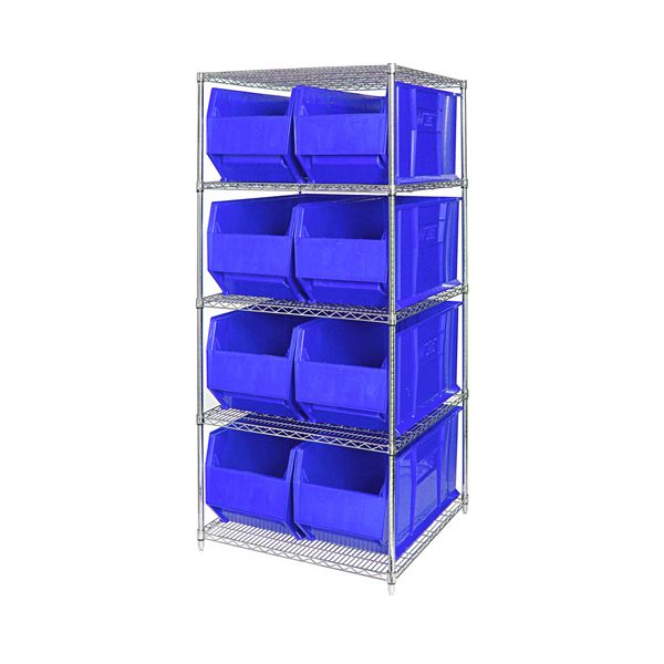 Quantum Chrome Wire Shelving Units with HULK Containers (WR Series)