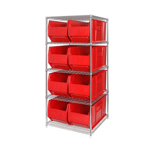 Quantum Chrome Wire Shelving Units with HULK Containers (WR Series)