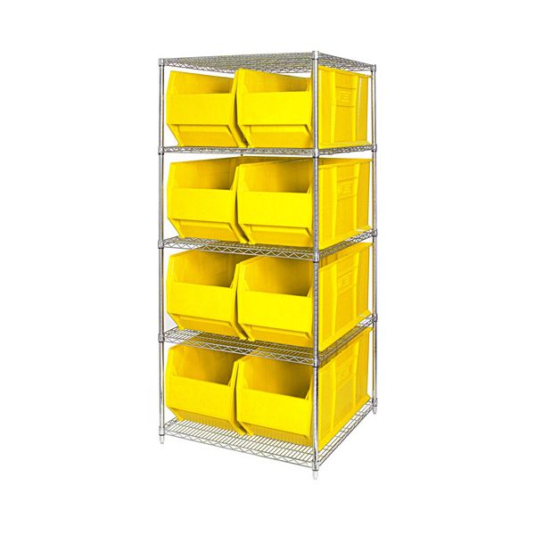 Quantum Chrome Wire Shelving Units with HULK Containers (WR Series)