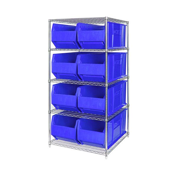 Quantum Chrome Wire Shelving Units with HULK Containers (WR Series)