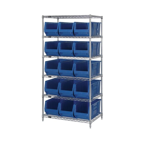 Quantum Chrome Wire Shelving Units with HULK Containers (WR Series)