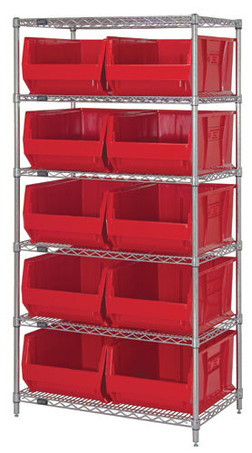 Quantum Chrome Wire Shelving Units with Hulk Containers (WR Series)