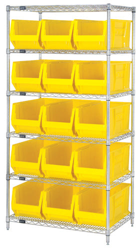 Quantum Chrome Wire Shelving Units with Hulk Containers (WR Series)
