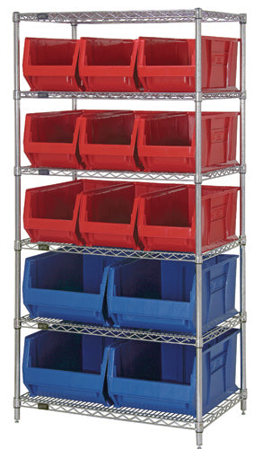Quantum Chrome Wire Shelving Units with Hulk Containers (WR Series)