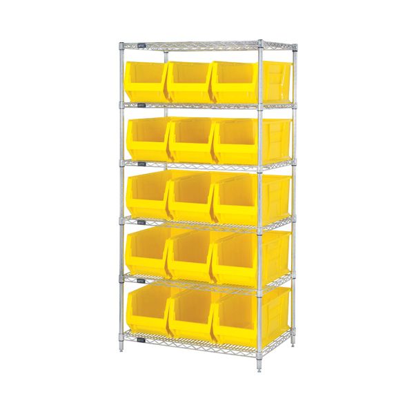 Quantum Chrome Wire Shelving Units with HULK Containers (WR Series)