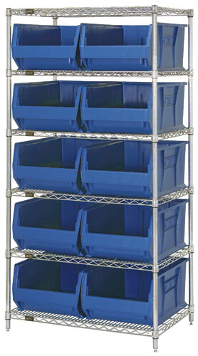 Quantum Chrome Wire Shelving Units with Hulk Containers (WR Series)