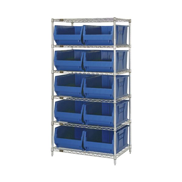 Quantum Chrome Wire Shelving Units with HULK Containers (WR Series)