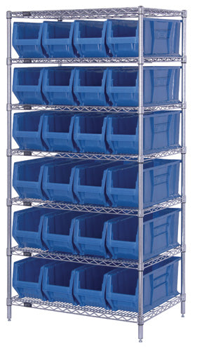 Quantum Chrome Wire Shelving Units with Hulk Containers (WR Series)