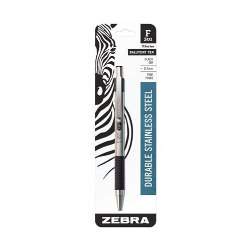 Zebra F-301 Black Retractable Ball Point Pen 1 pk