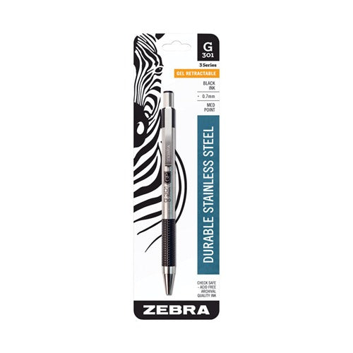 Zebra G-301 Black Retractable Gel Pen 1 pk