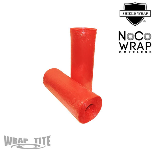 15" Oscillated x 1,476, Orange 7.4 mic Coreless Prestretch,  4 rls/cs with folded edges; Without Handle